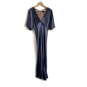 Bardot Navy Midi Dress with Deep V-Neck
